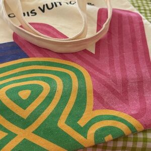 Louis Vuitton Pink and Green Canvas Tote